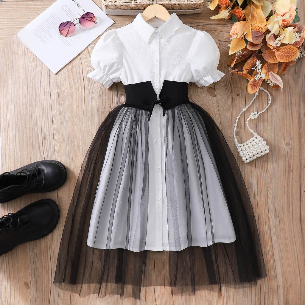 Summer Clothing For Teen Girls - 8～12歳 女の子 夏服 黒と白 半袖 子供服