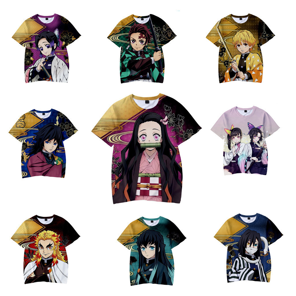Summer Away Clothing - デーモンスレイヤー子供用半袖Tシャツ子供服周辺機器デーモンスレイヤーボーイズ3Dプリント速乾性夏