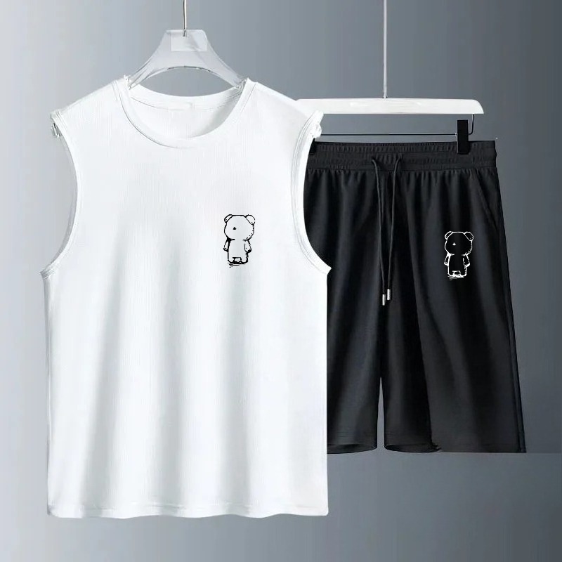Summer Clothing Beach - メンズタンクトップセット 2026年夏 速乾性スポーツウェア 通気性のあるランニングウェア オーバーサイズ ビーチスポーツ