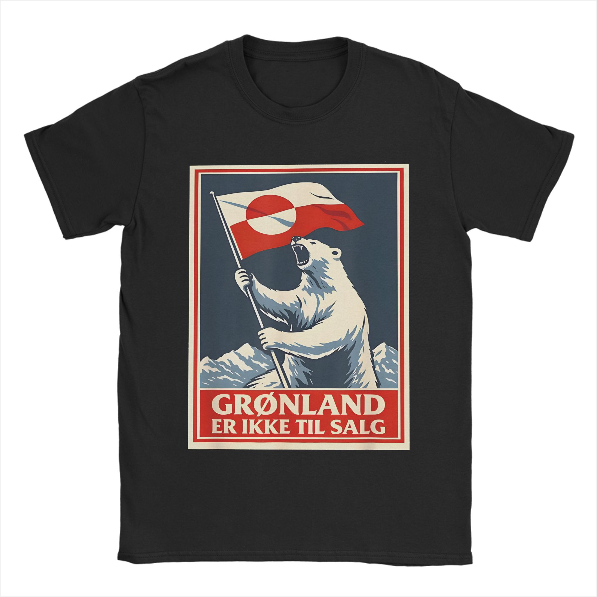 Summer Away Clothing - 面白い「I Stand with Greenland Flag Bear」Tシャツメンズコットン半袖MAGA