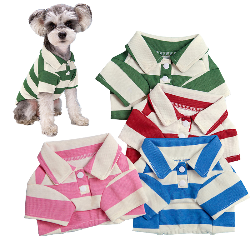 Summer Dog Clothing - ペット犬ポロシャツ夏の犬服カジュアル服小型大型犬猫 Tシャツチワワパグ衣装ヨークシャーシャツ