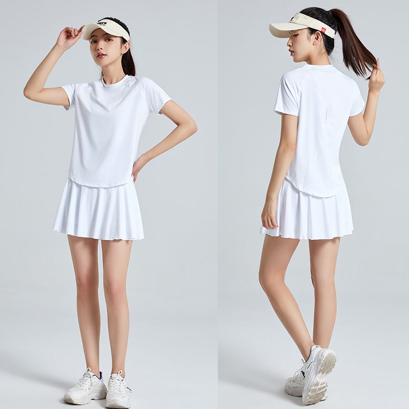 2 個テニススカートセット女性夏のスポーツスーツフィットネス - Summer Golf Clothing のレビューと価格