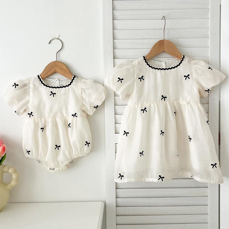 キッズ姉妹服夏の女の赤ちゃんドレス幼児女の子かわいい弓ガーゼ - Summer Dresses Yours Clothing のレビューと価格