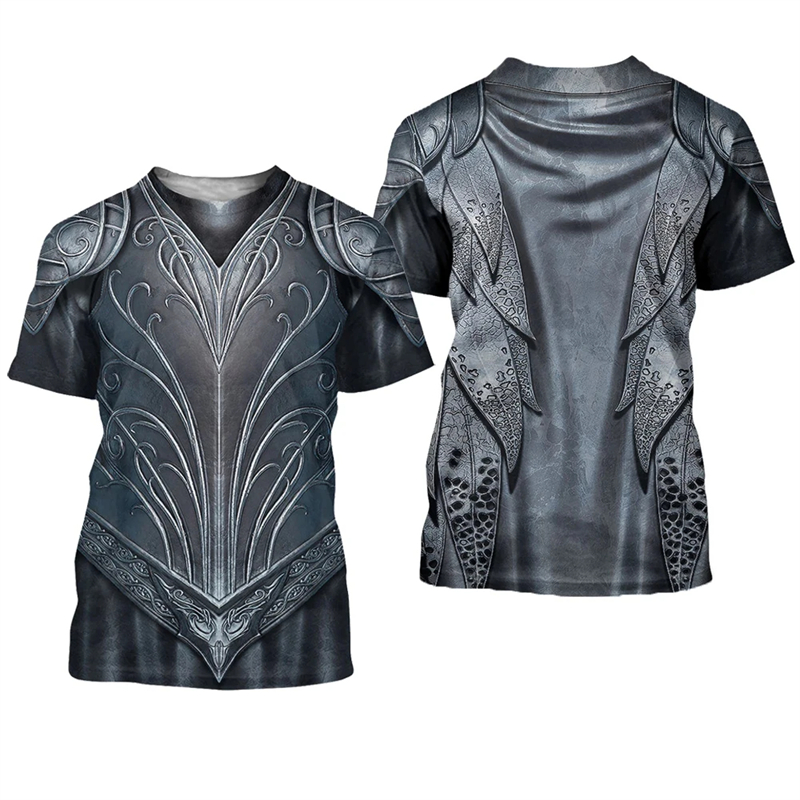 男性用3DプリントTシャツ,半袖マニキュアアーマー,原宿,新 - Summer Knights Clothing のレビューと価格