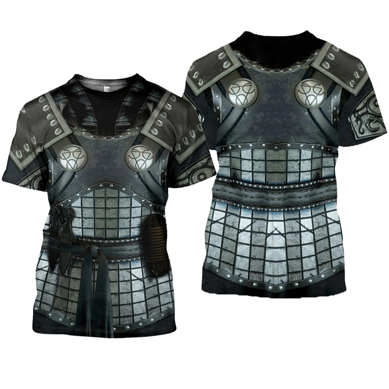 男性用3DプリントTシャツ,半袖マニキュアアーマー,原宿,新 - Summer Knights Clothing のレビューと価格