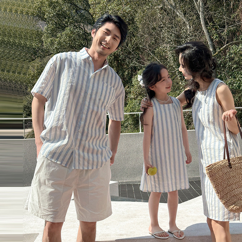 韓国の男の子と女の子の親子服夏のストライプのベストドレス兄弟 - Summer Dresses Yours Clothing のレビューと価格
