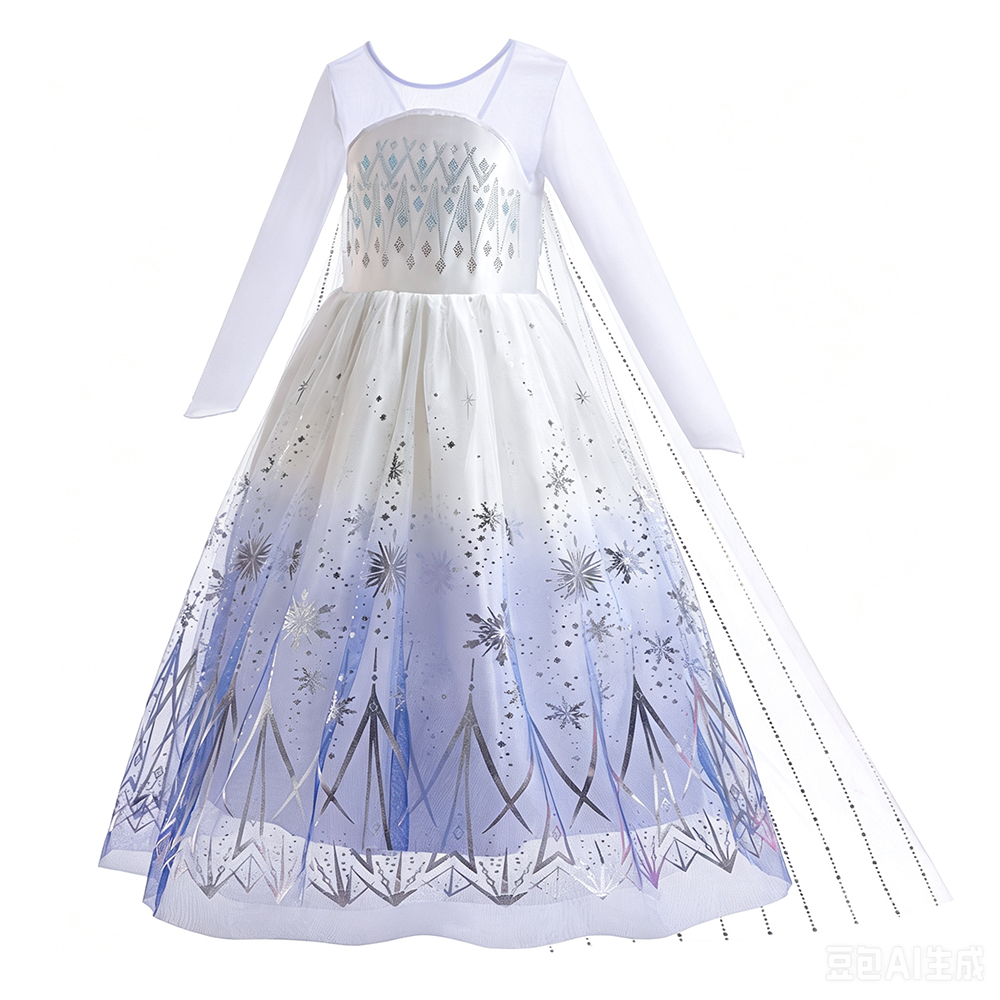 白いエルサドレス女の子の誕生日パーティーコスプレプリンセス衣 - Summer Evenings Clothing のレビューと価格