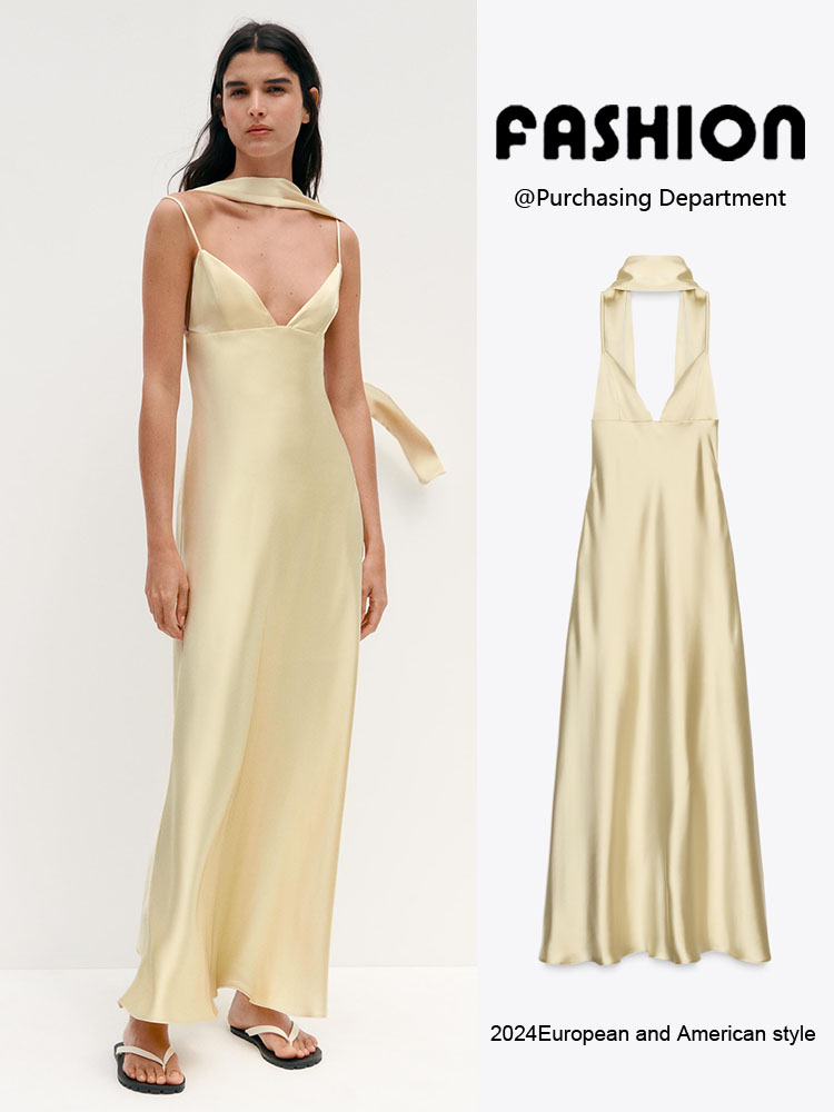 夏の新ファッション薄いシルクサテンスカーフハイウエストイブニ - Summer Evenings Clothing のレビューと価格