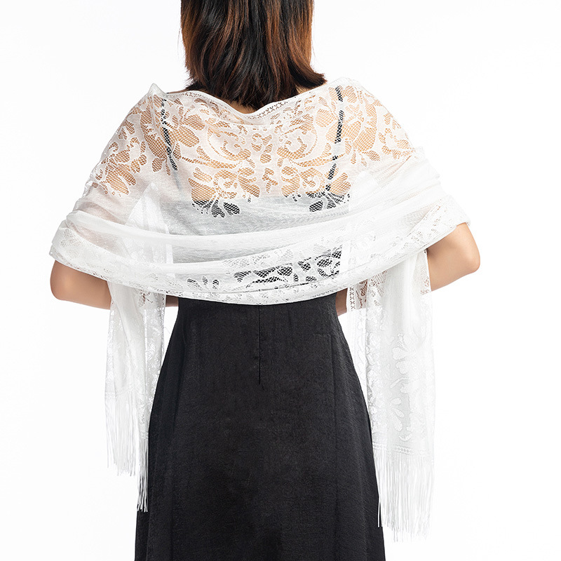 女性のための薄くて透かし彫りの花のマント、長いタッセル、日焼 - Summer Evenings Clothing のレビューと価格