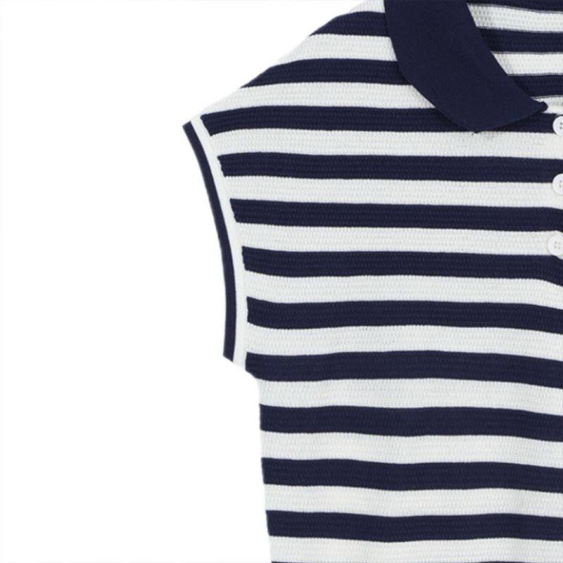 婦人服ファッションストライプニットターンダウンカラーTシャツ - Summer Clothing Drop のレビューと価格