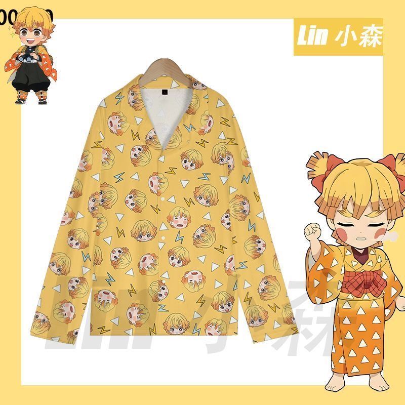 夏かわいいデーモンスレイヤー善逸パジャマ 2 個半袖ラペルホ - Summer Away Clothing のレビューと価格