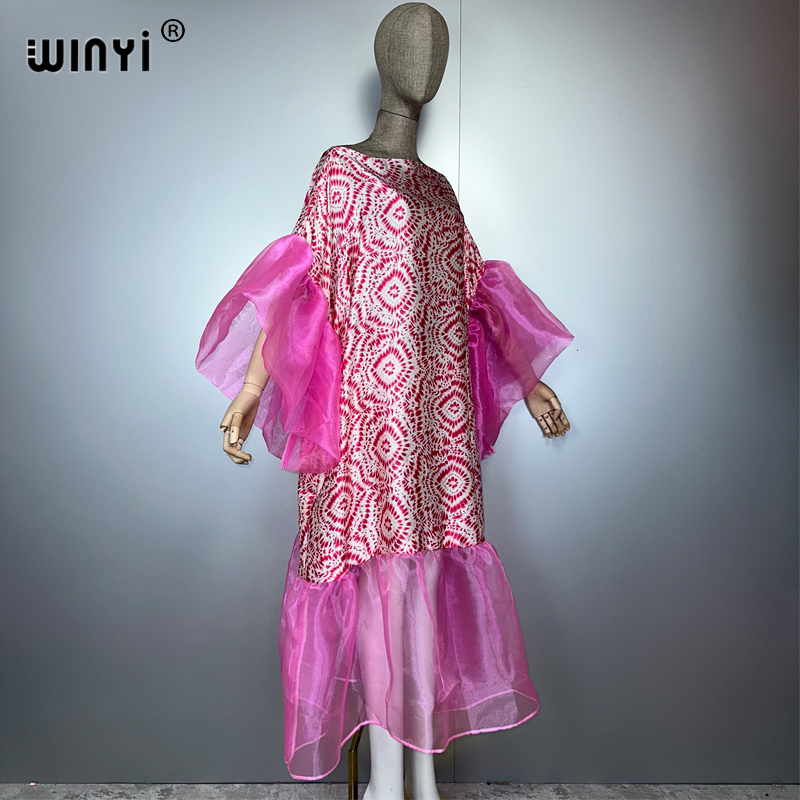 WINYI サマー プリント パフスリーブ イブニングドレス - Summer Evenings Clothing のレビューと価格
