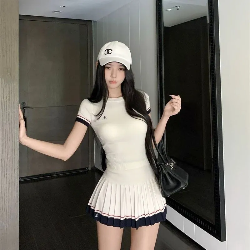 韓国の夏用ツーピーススーツカジュアルテニスゴルフスポーツスー - Summer Golf Clothing のレビューと価格