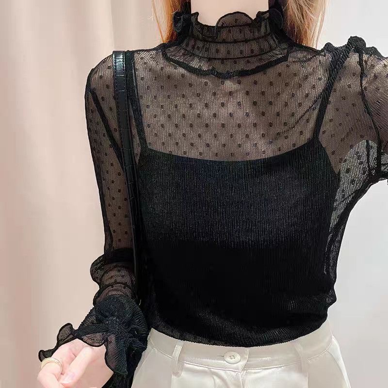 2026 秋の女性薄い黒レースシャツセクシーなタートルネック - Summer Evenings Clothing のレビューと価格
