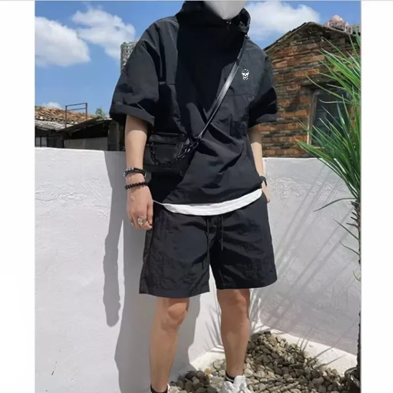 メンズフード付きジップ付きゴルフ半袖トップ+ショーツ2点セッ - Summer Golf Clothing のレビューと価格