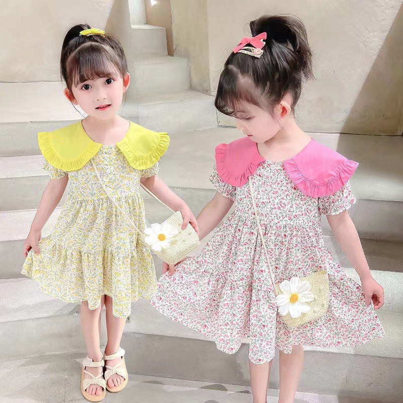 小さな女の子のための黄色の花柄のドレス,2ピース,小さな女の - Summer Clothing For Teen Girls のレビューと価格