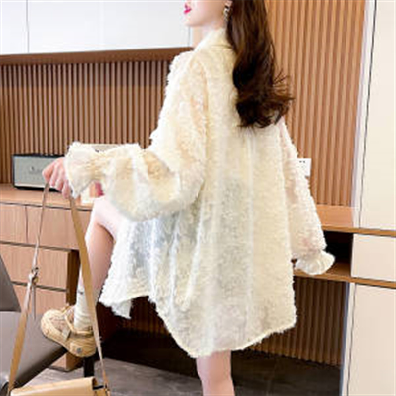 女性韓国ルースレース日焼け防止服ジャケット女性春夏新 UV  - Summer Clothing Drop のレビューと価格