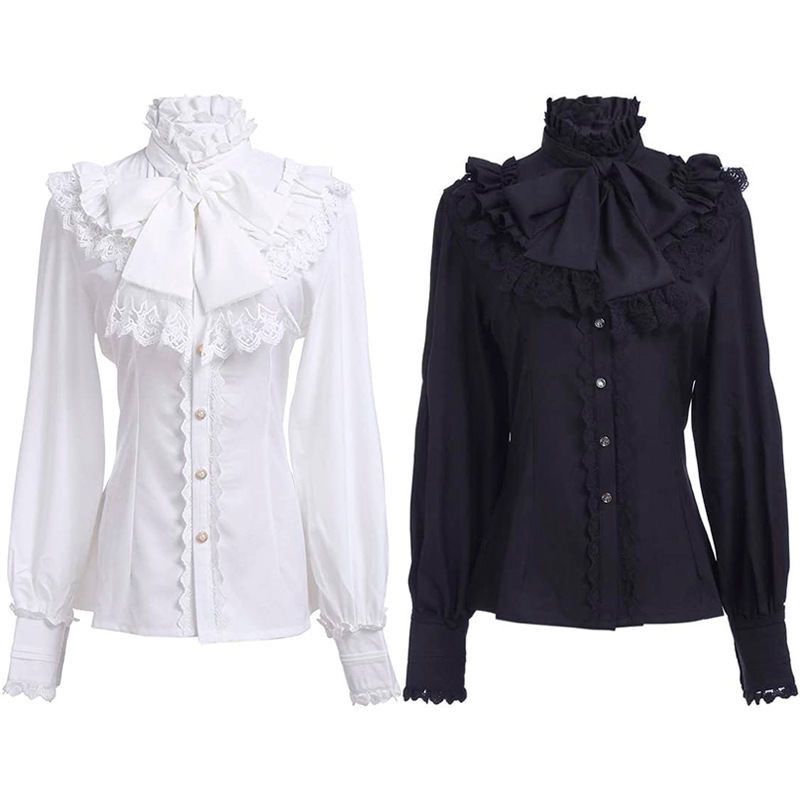2026 夏の女性のロリータブラウスシャツハイネックフリルレ - Summer Clothing Drop のレビューと価格