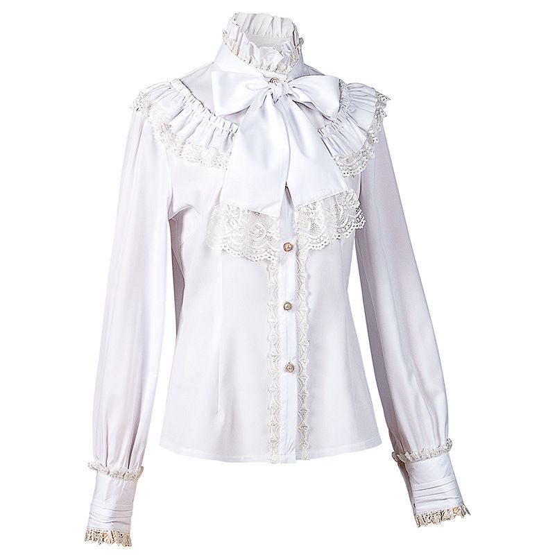 2026 夏の女性のロリータブラウスシャツハイネックフリルレ - Summer Clothing Drop のレビューと価格